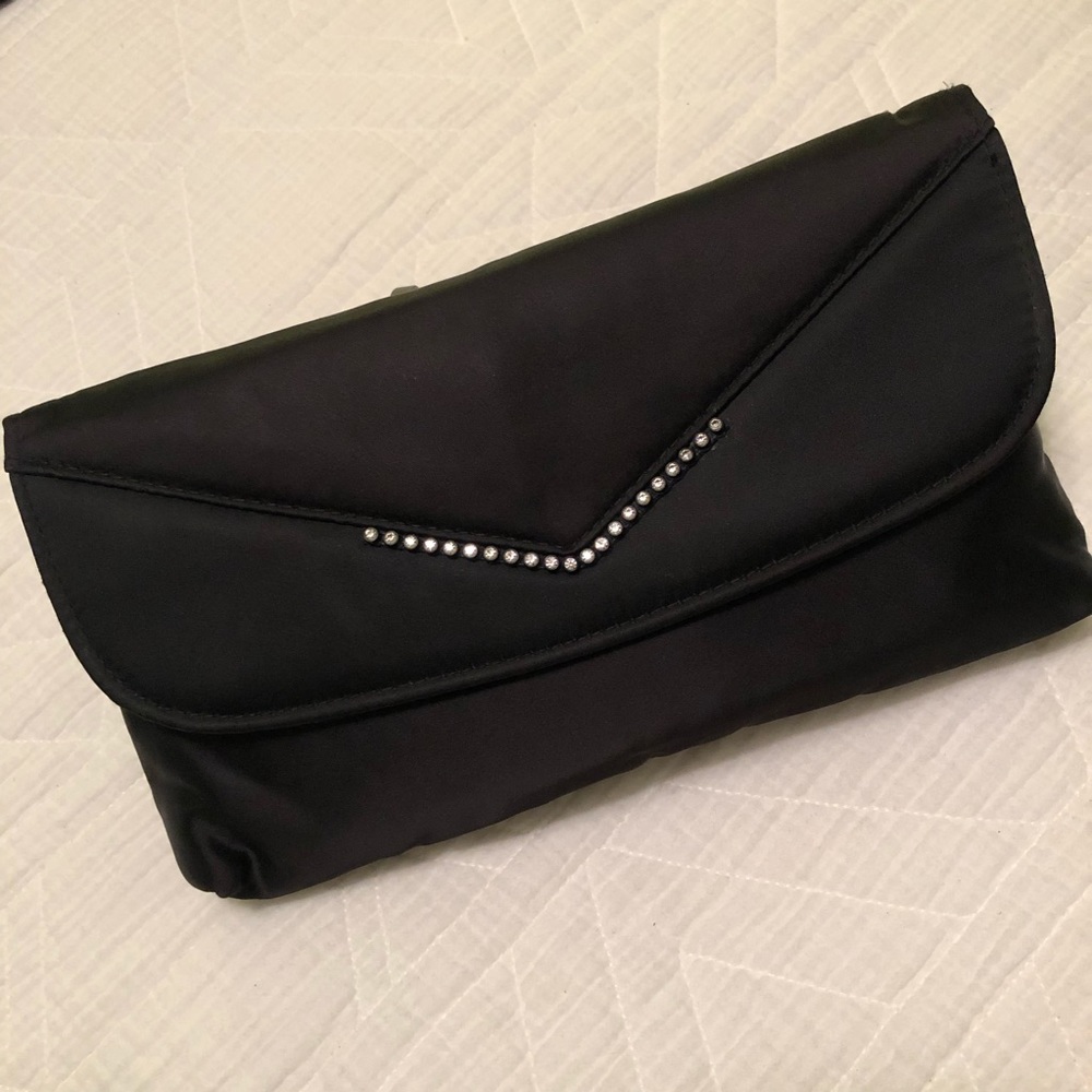 Black evening bag with rhinestones